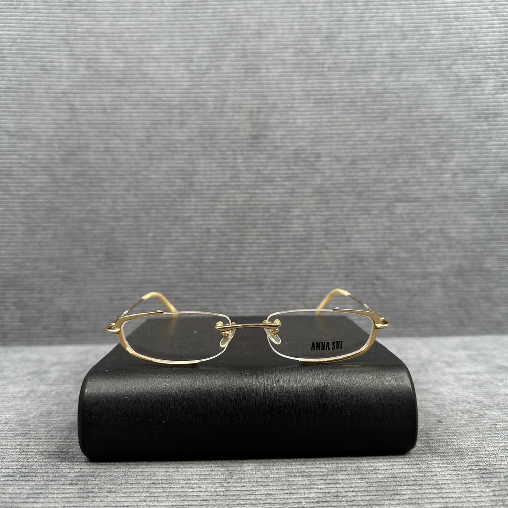 Anna Sui AS09403 Gold Rimless Oval Eyeglasses Made in Italy Vintage Frames